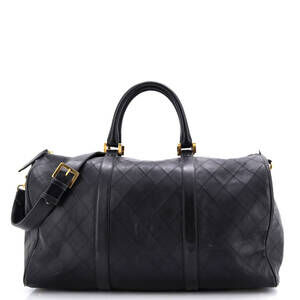 Chanel Large Vintage Diamond Stitch Boston Bag Quilted Lambskin